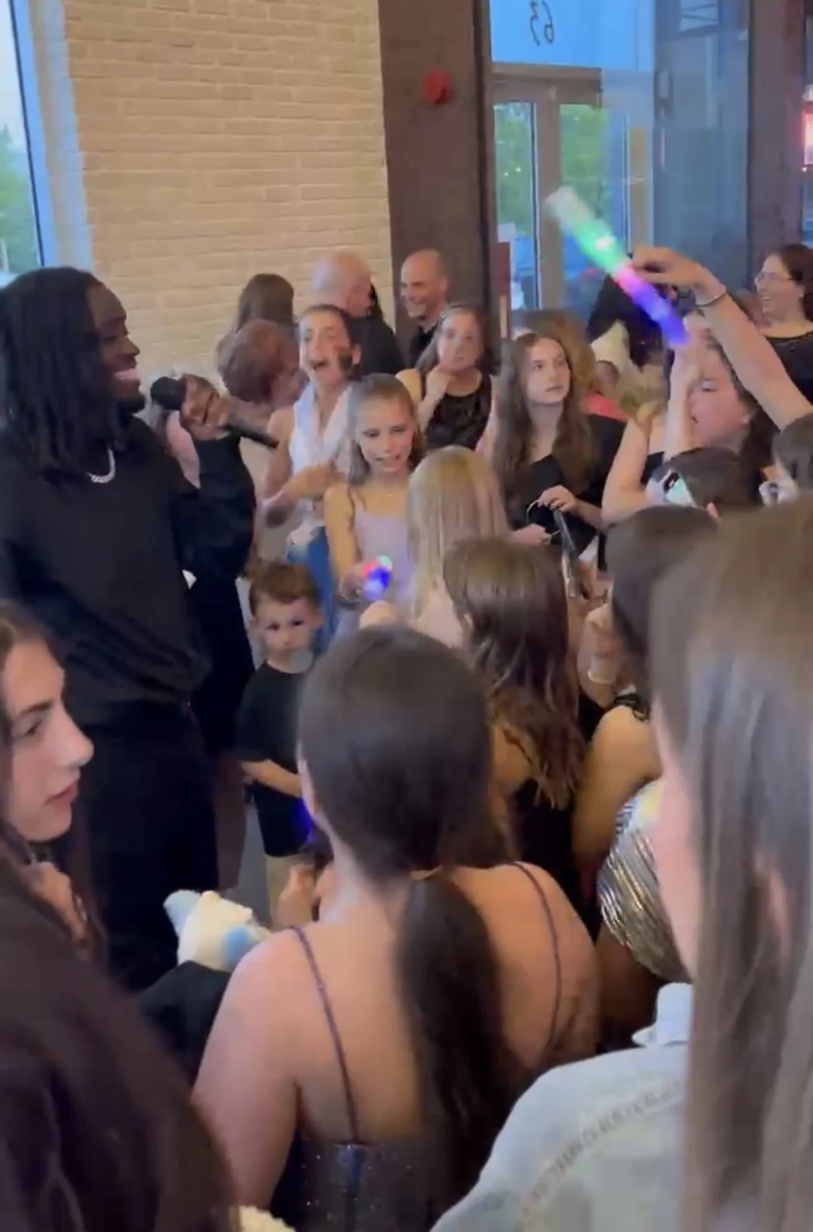 Guests dancing at a holiday event