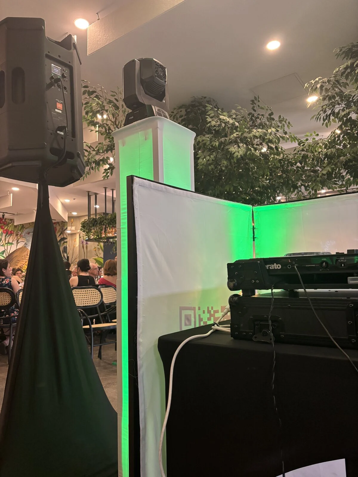 Silent disco headphones glowing at an event